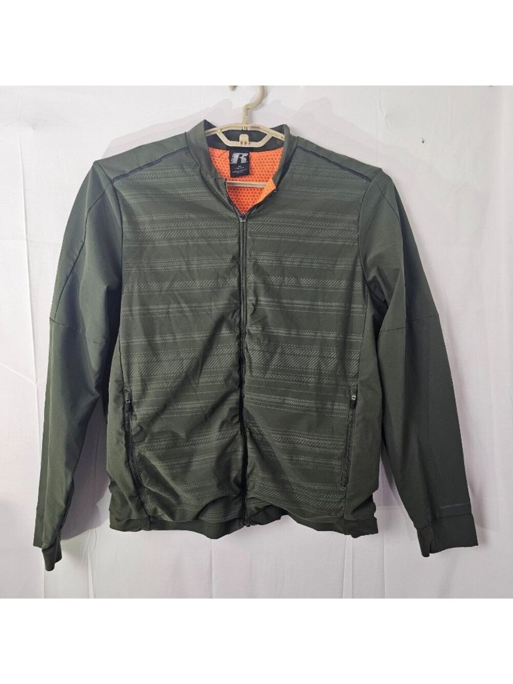 Russell Track Jacket Mens M Green Dri Power 360 Full Zip Athletic Sweatshirt